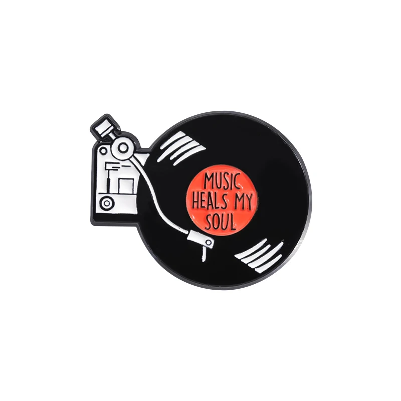 Embroidery Kiss - Retro Music Records Brooch MUSIC HEALS