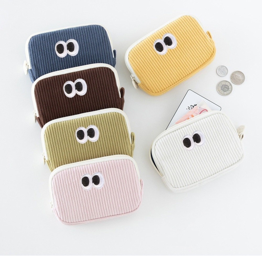 Embroidery Wallet - Portable Embroidered Coin Purse Corduroy Multi