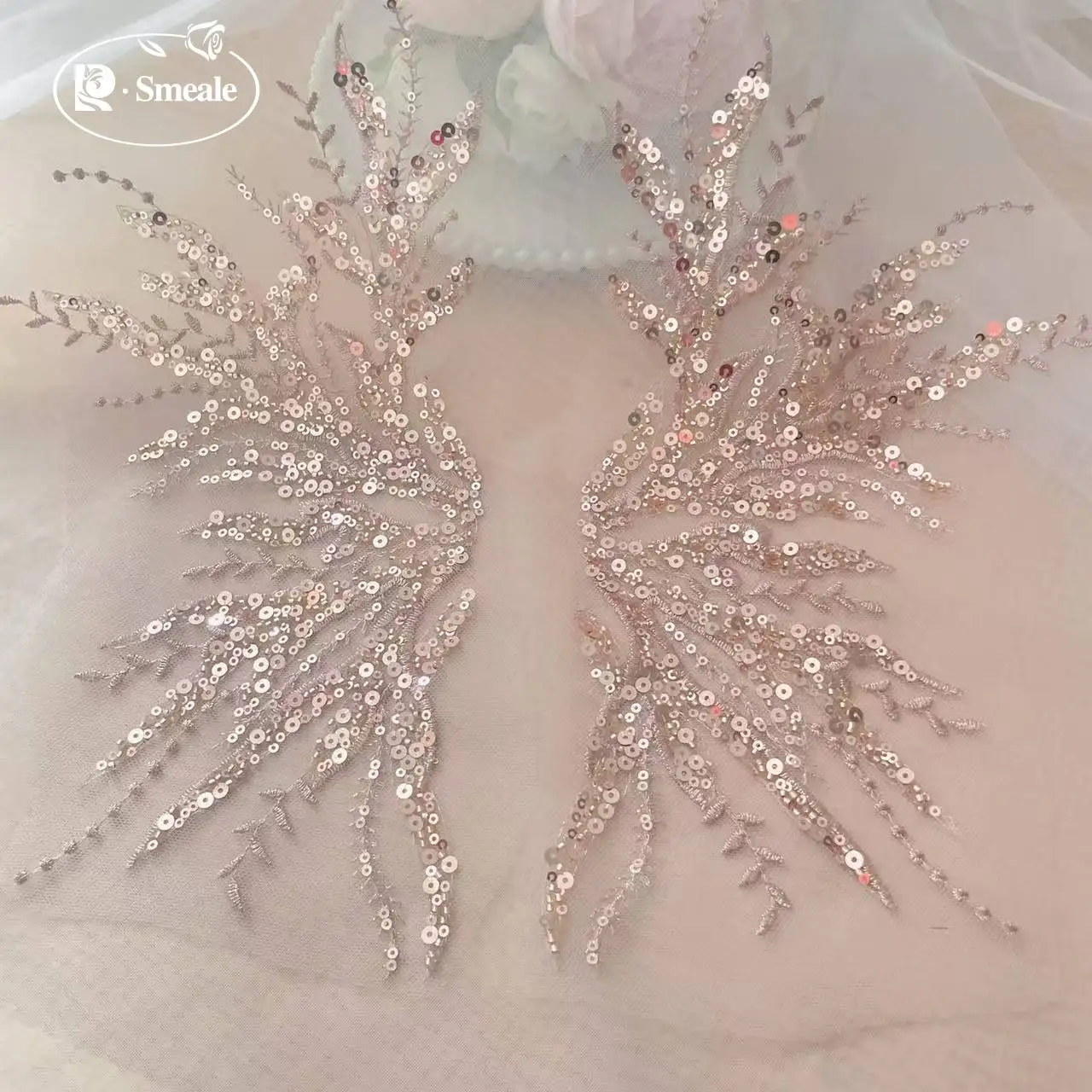 5Pair-2Pair.Rose Gold Sequin T - đánh giá và giá Embroidery Roses