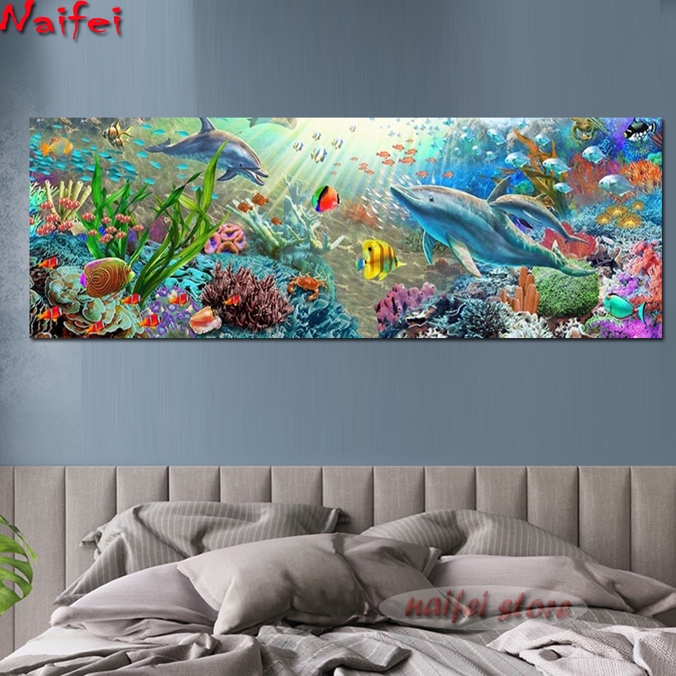 Kích Thước Lớn 5D Tự Làm Tranh - đánh giá và giá Embroidery Fish