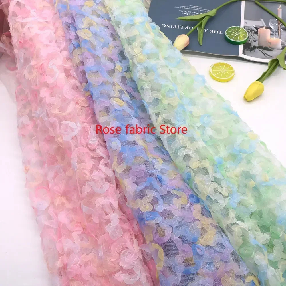 Gradient chiffon rose crochet  - đánh giá và giá Embroidery Roses