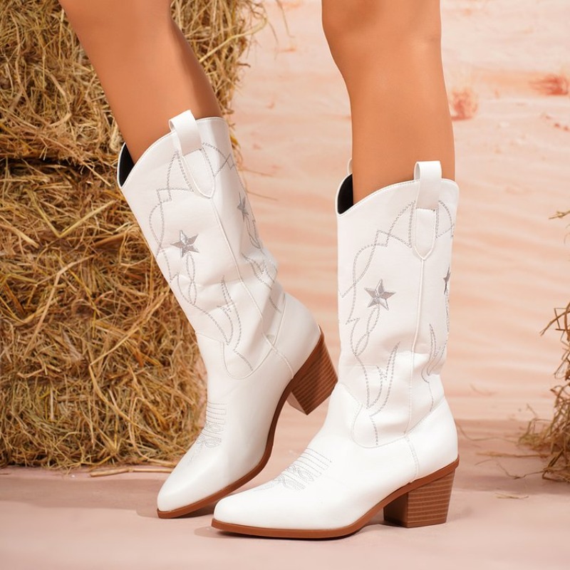 Women's Boots Mid-Calf Pointed - đánh giá và giá Embroidery Service