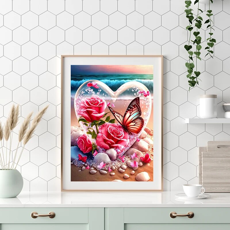 Butterfly Diamond Mosaic Rose  - đánh giá và giá Embroidery Roses