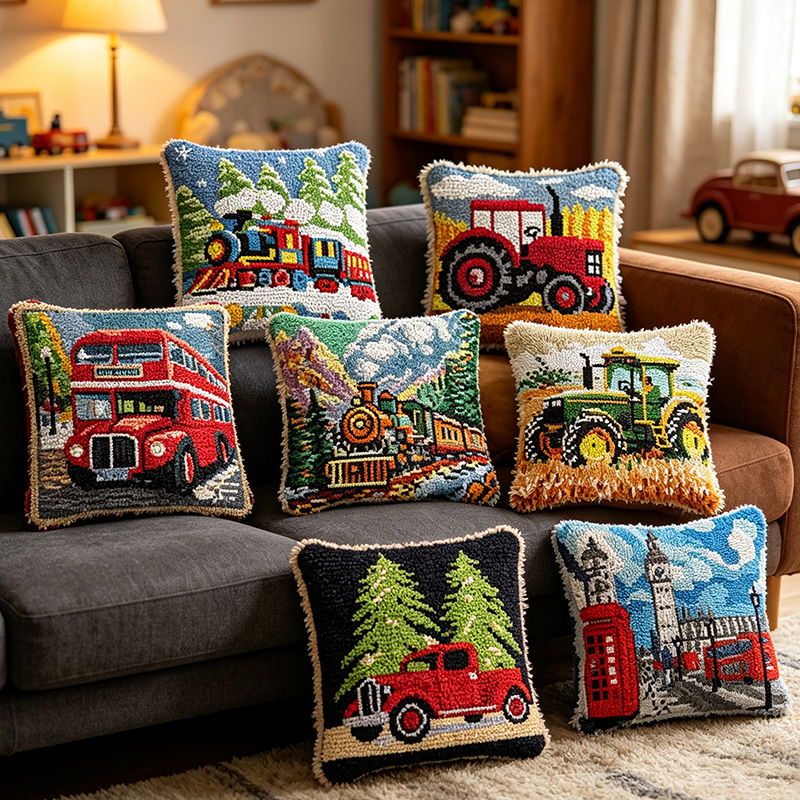 Vintage Hook Pillow Kit Steam  - đánh giá và giá Printed Embroidery Kit