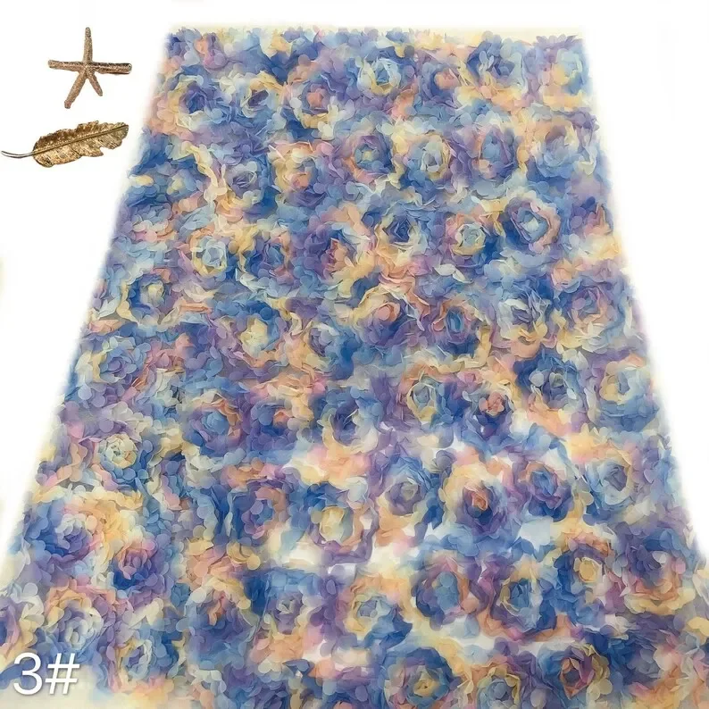 3d chiffon rose flower lace fa - đánh giá và giá Embroidery Roses