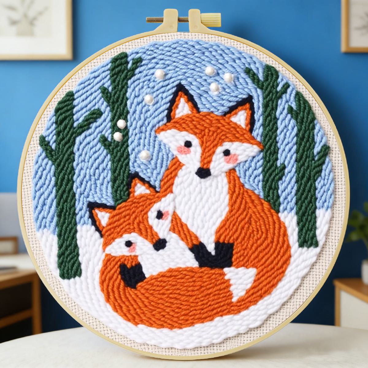 20X20CM/7.87inch Animal - Fox  - đánh giá và giá Printed Embroidery Kit